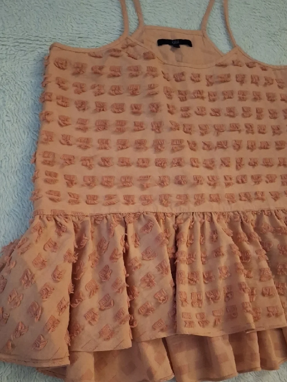 Tibi Peach Textured Ruffle Tank - Picture 6 of 9